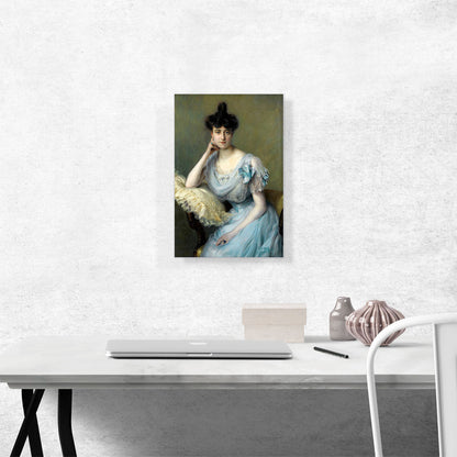 Portrait Of a Young Woman In a Blue Dress