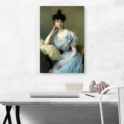 Portrait Of a Young Woman In a Blue Dress