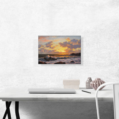 Sunset Over The Breaking Waves