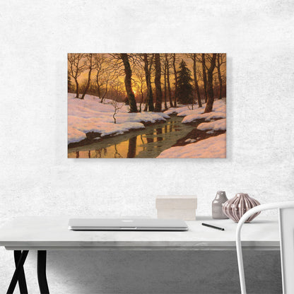 Winter Sunset In Forest