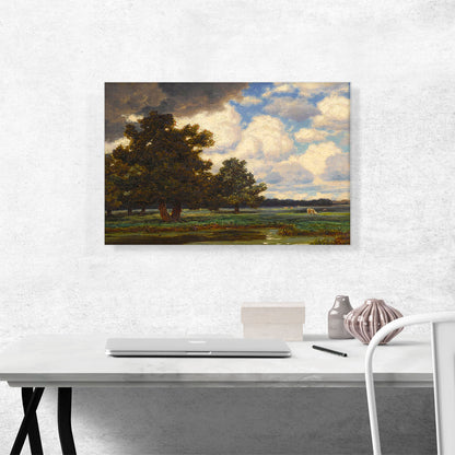 Woodland Landscape With Grazing Cows