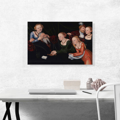 Old Man Beguiled By Courtesans