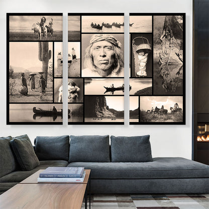 American Indian Portrait - Saguaro Fruit Gatherers - Shoalwater Bay Collage