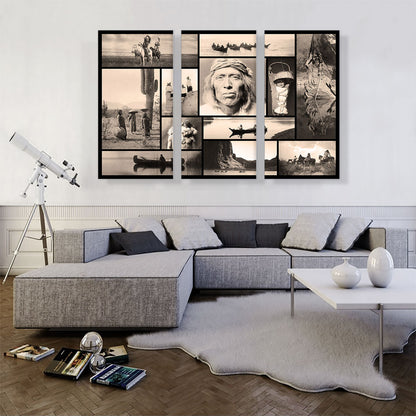 American Indian Portrait - Saguaro Fruit Gatherers - Shoalwater Bay Collage