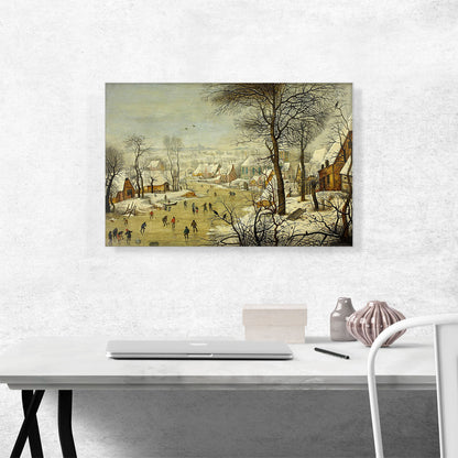 Winter Landscape with Ice Skaters and a Bird Trap 1565