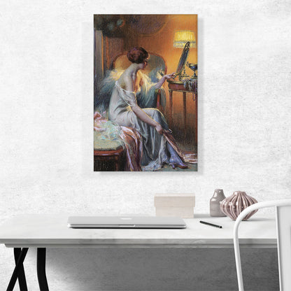 Young Woman Looking In a Mirror