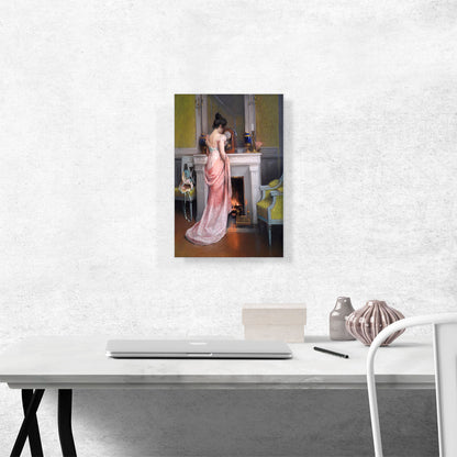 A Young Woman In Front Of a Fireplace