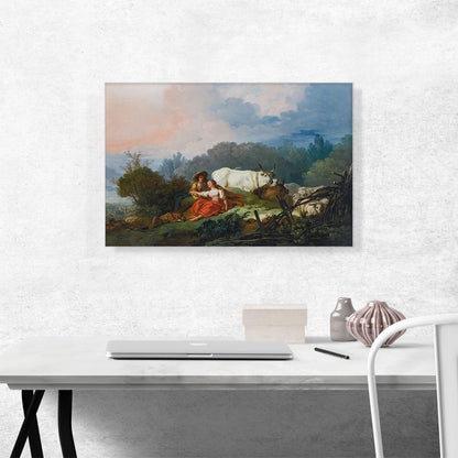 Pastoral Landscape With Shepherd And Shepherdess
