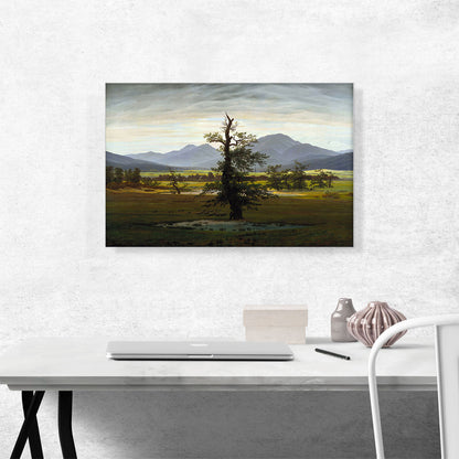Village Landscape at Morning Light with Solitary Tree