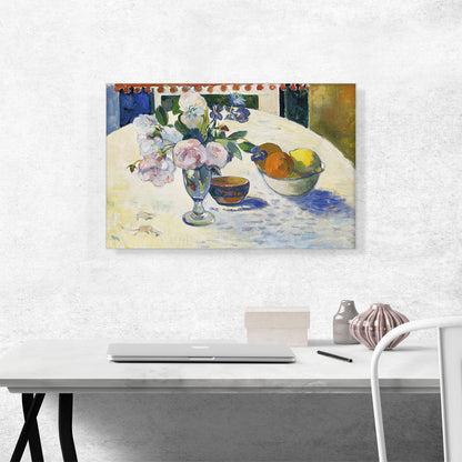 Flowers and a Bowl of Fruit on a Table 1894