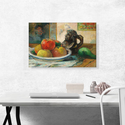 Still Life with Apples, a Pear, and a Ceramic Portrait Jug 1889