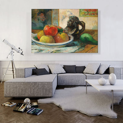 Still Life with Apples, a Pear, and a Ceramic Portrait Jug 1889
