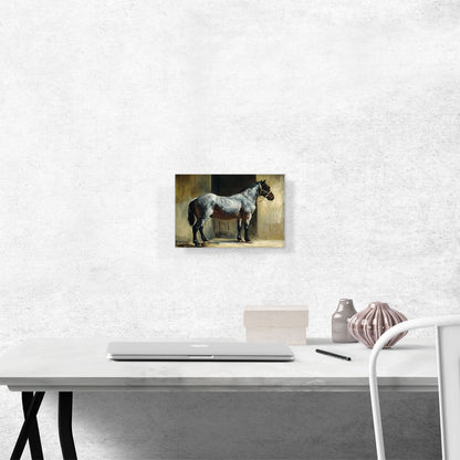 Horse Attached At The Door of The Stable