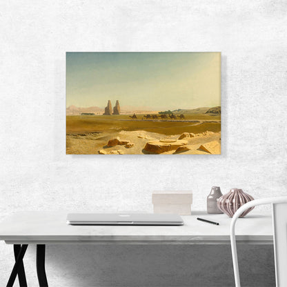 Caravan Passing The Colossi Of Memnon Thebes