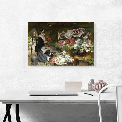 A Flower Seller Making Her Bouquets