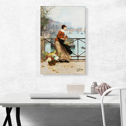Flower Vendor On Pont Des Arts In Paris
