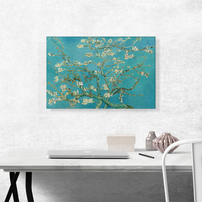Branches with Almond Blossom - Teal Rectangle 1890