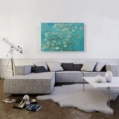 Branches with Almond Blossom - Teal Rectangle 1890