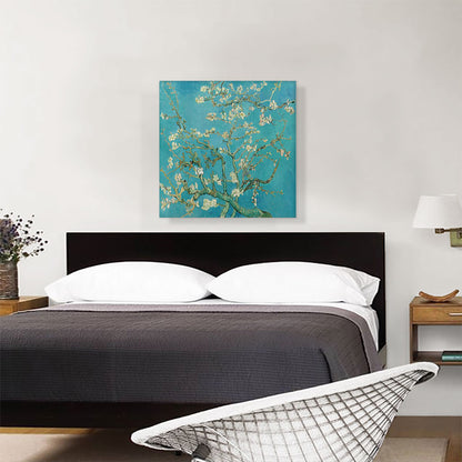 Branches with Almond Blossom - Teal Square 1890