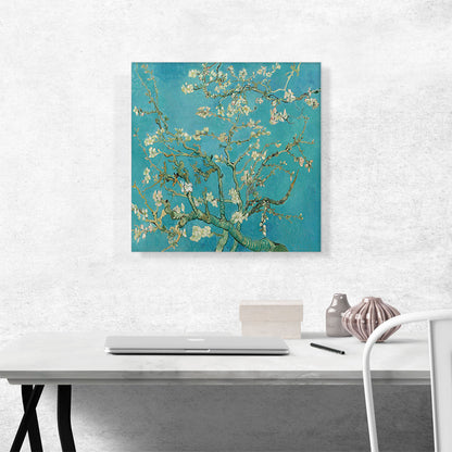 Branches with Almond Blossom - Teal Square 1890