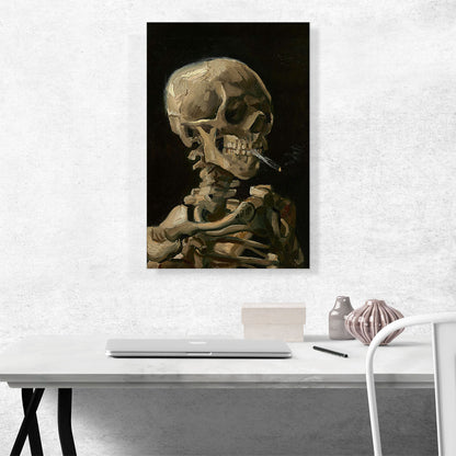 Skull of a Skeleton with Burning Cigarette