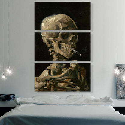 Skull of a Skeleton with Burning Cigarette