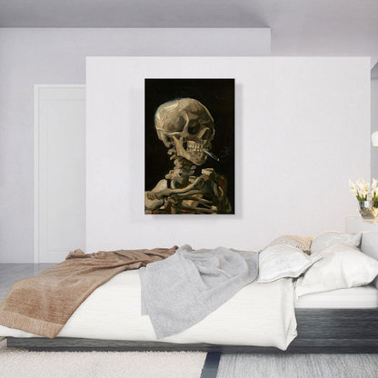 Skull of a Skeleton with Burning Cigarette