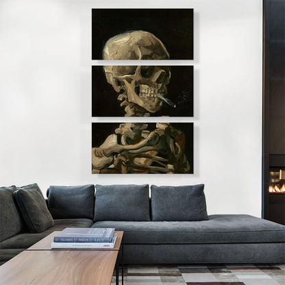 Skull of a Skeleton with Burning Cigarette