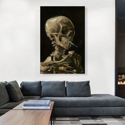 Skull of a Skeleton with Burning Cigarette