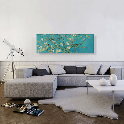 Branches with Almond Blossom - Teal Panoramic