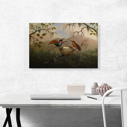 Two Hummingbirds at a Nest 1863