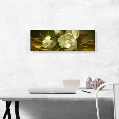 Magnolias on Gold Velvet Cloth Panoramic