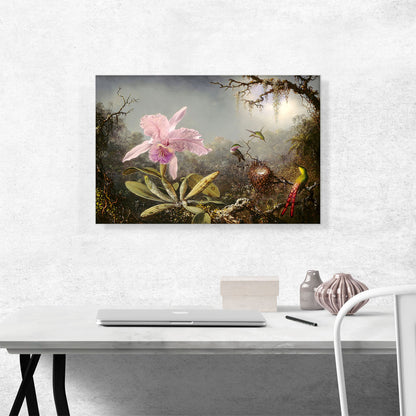 Cattleya Orchid and Three Hummingbirds 1871