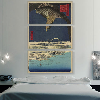 A Hawk Flying Above a Snowy Landscape