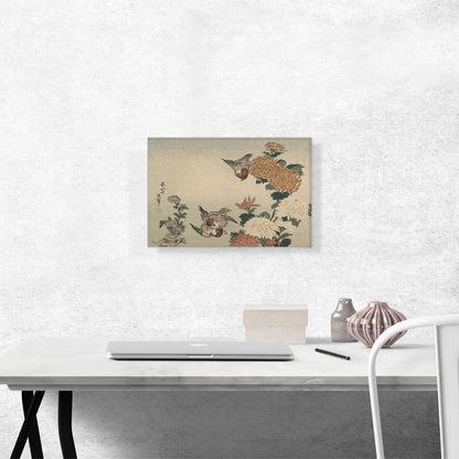 Sparrows and Chrysanthemums 1825