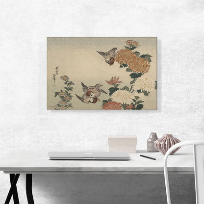 Sparrows and Chrysanthemums 1825