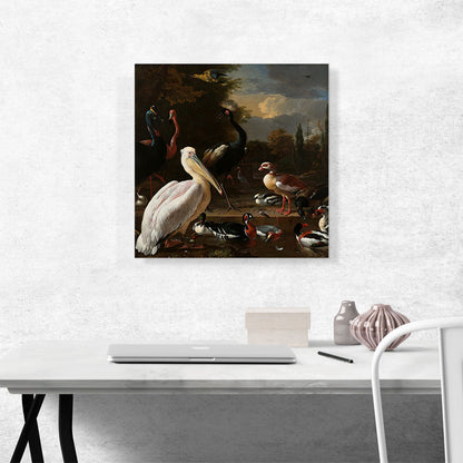 A Pelican and Other Birds Near a Pool - The Floating Feather 1680