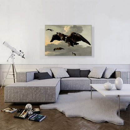 An Eagle and a Swallow in Flight