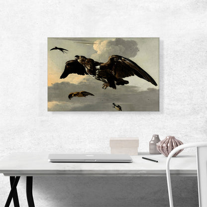 An Eagle and a Swallow in Flight