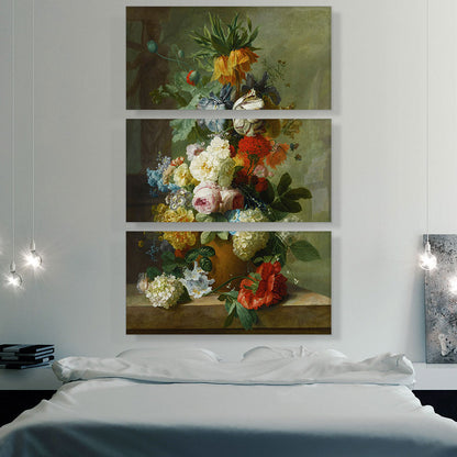 Still Life Of Flowers In a Vase On a Marble Ledge