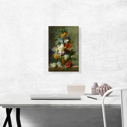 Still Life Of Flowers In a Vase On a Marble Ledge