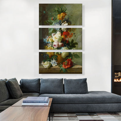 Still Life Of Flowers In a Vase On a Marble Ledge