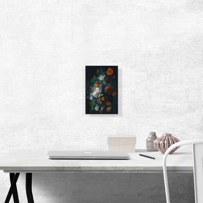Still Life Roses Tulips Peonies Sculpted Stone Vase Bird's Nest Stone Pedestal