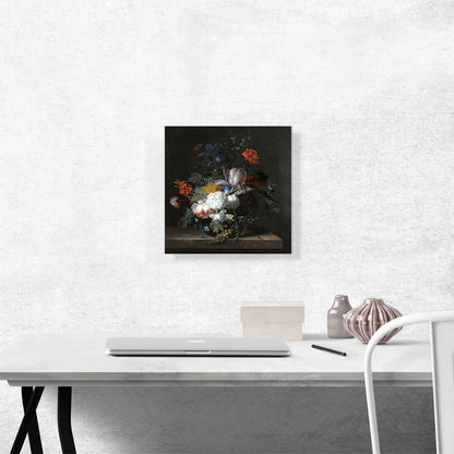 Still Life With Hydrangea Peonies Auricula Carnation Tulips Glass Vase