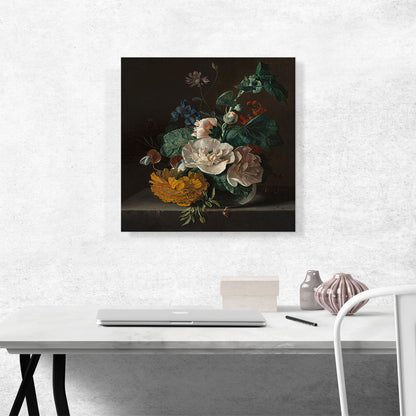 Floral Still Life With Hollyhock And Marigold 1718