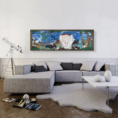 Birds, Animals, and Flowering Plants in Imaginary Scene