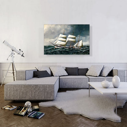 The Norwegian Bark Friedig at Sea Under Reduced Sail 1903