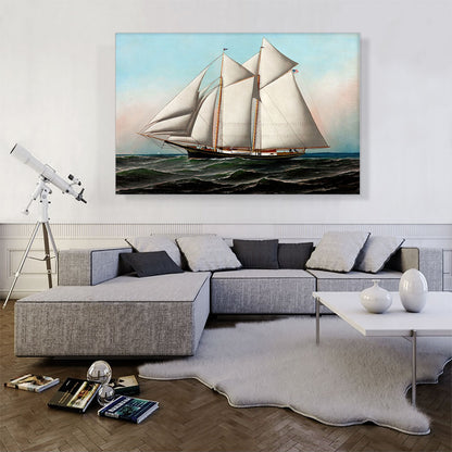 Portrait of an American Yacht Flying Flag of NY Yacht Club 1887