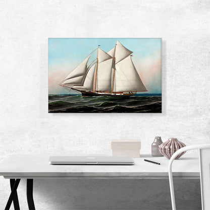 Portrait of an American Yacht Flying Flag of NY Yacht Club 1887