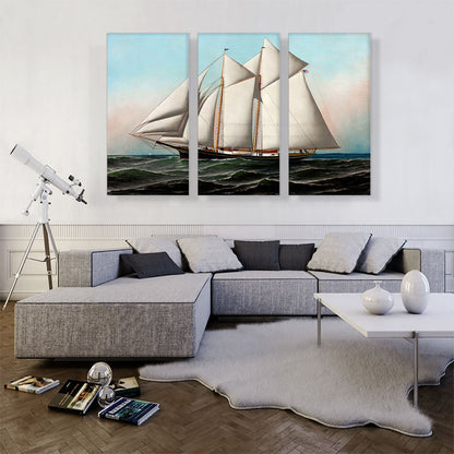 Portrait of an American Yacht Flying Flag of NY Yacht Club 1887